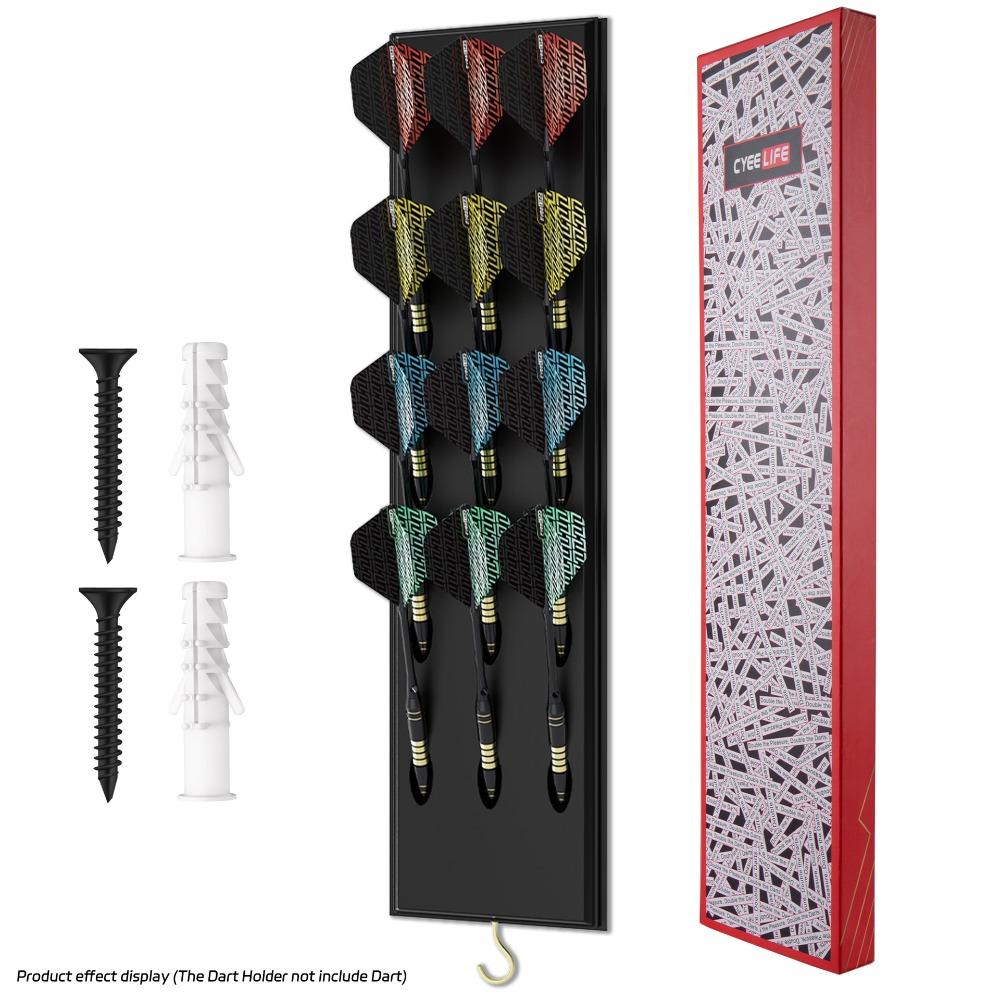12-Hole Darts Holder Wall-Mounted Solid Wood Dart Display Board and Accessories