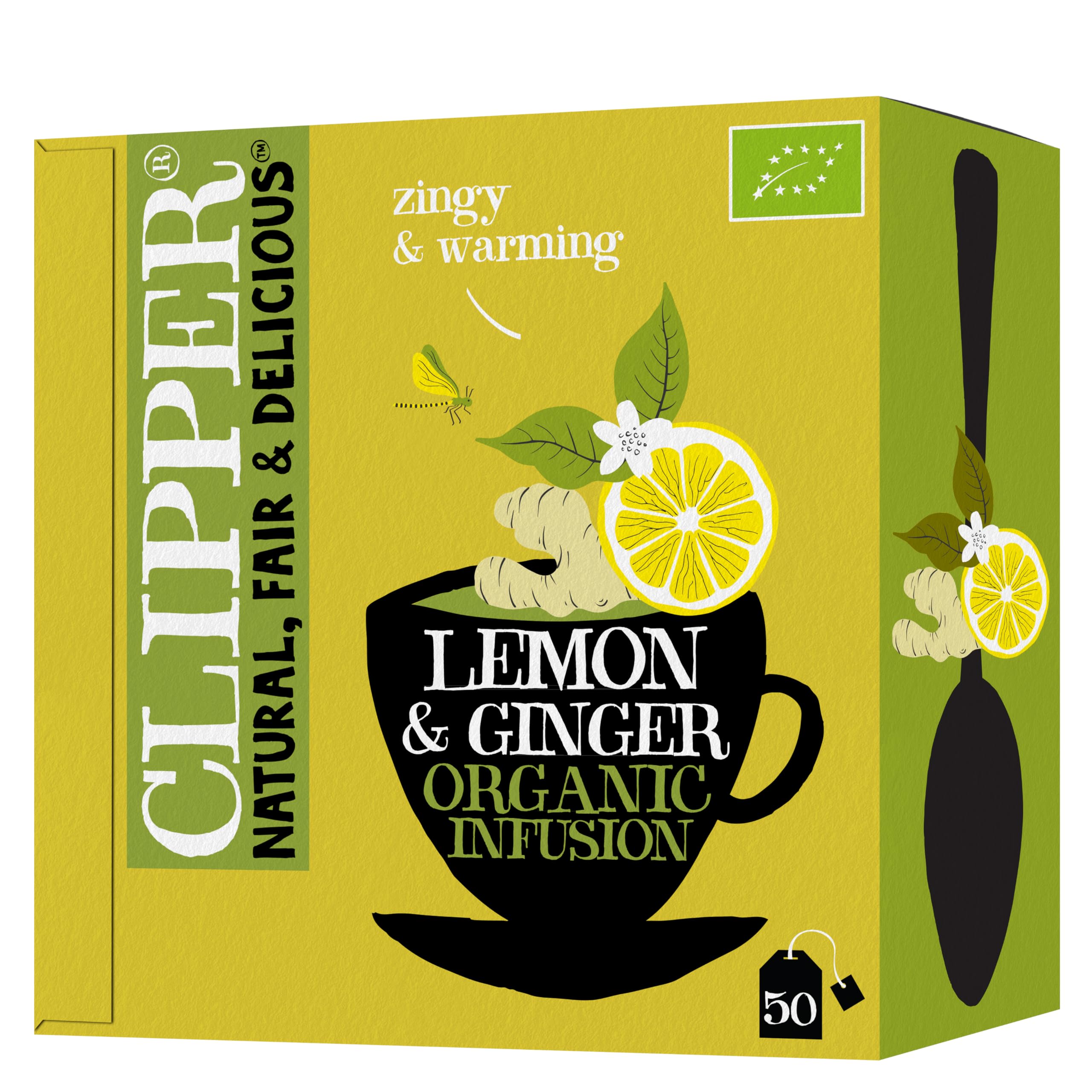 Clipper Organic Herbal Tea Lemon Ginger 50 Tea Bags &