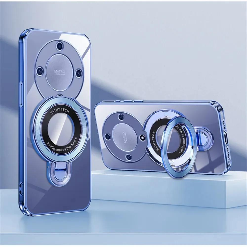 Magic 7 Lite Plating Magnetic Bracket HD Case for Honor Magic 7 Pro 6 5 Lite Honor X9C X9B X9A X8A/B TPU Shockproof Soft Shell