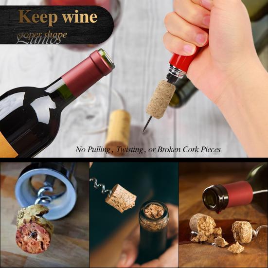 Luftpumpa Vinkorköppnare Korkborttagare Set Bärbar Flasköppnare för Resor Camping Fester Manuell Korkskruv med Folieskärare Luftare Hällpip Vakuum