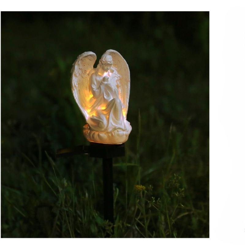 1Pc Solar Angel Lamp Statue Resin Lamp European Decorative Landscape Lamp, Outdoor, Decorative Lawn Floor Lamp