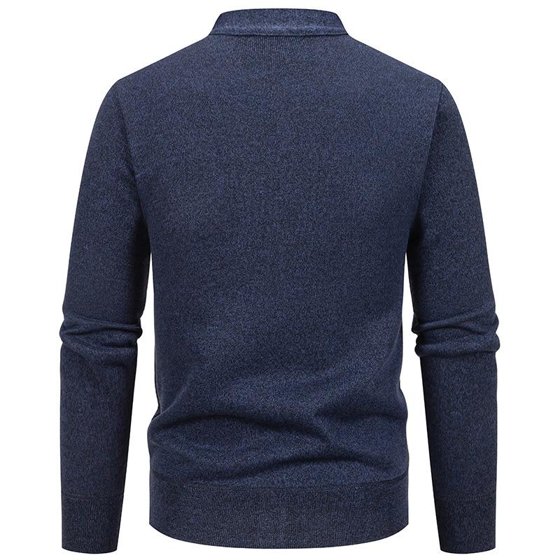 Men's Jacquard Button Cardigan Knitted Sweater Jacket Warm Plus Velvet Sweater Men