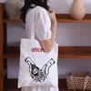 Gothic Harajuku White Vintage Canvas Bag Horror Fuunny Cartoon Print Large-capacity Shopper Handbag Fashion Casual Shoulder Bag