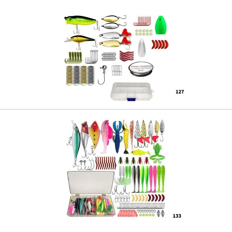 127/133pcs Fishing Accessory Lures Swim Baits Set Including Hook Storage Case for Enthusiasts Long Lasting Use