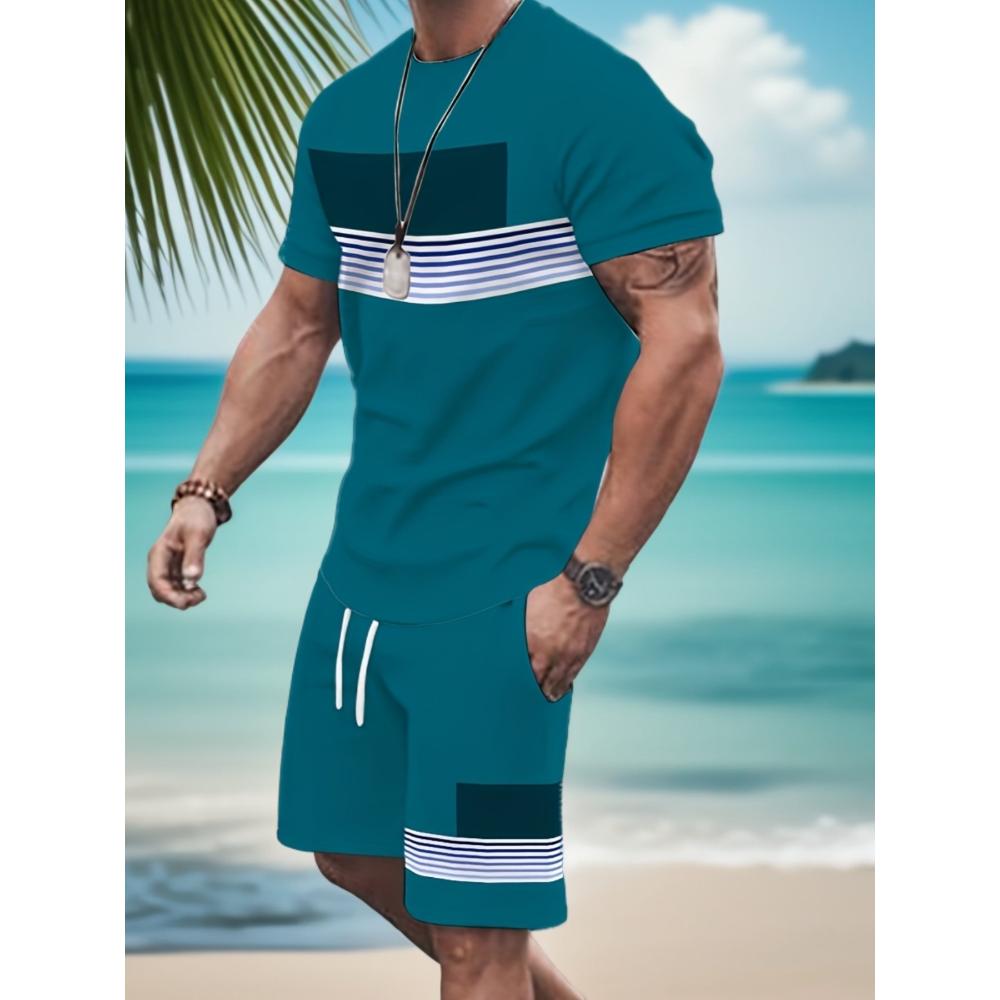 Herren Kurzarm-Shorts-Set Lässiger Mode-Sportanzug Einfache Bequeme Unisex Sportbekleidung