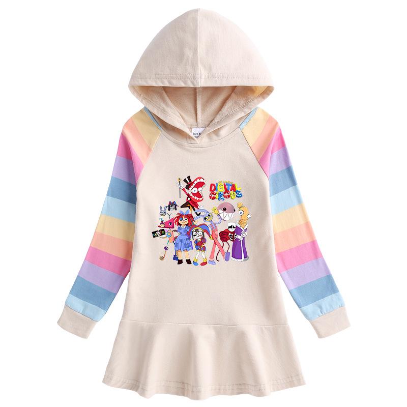 Girls' Ruffle Rainbow Princess Dress with Hooded Sweatshirt, Long Sleeve - Spring/Autumn 2026 Collection