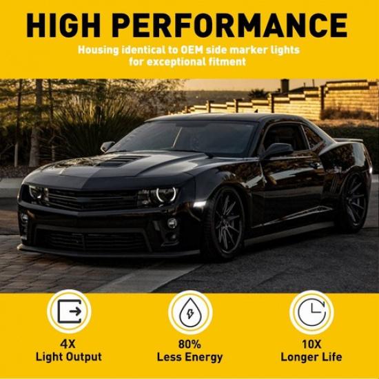 4X For 2010-2015 Chevrolet Camaro Front Rear Fender Side Marker Set Lights RH LH
