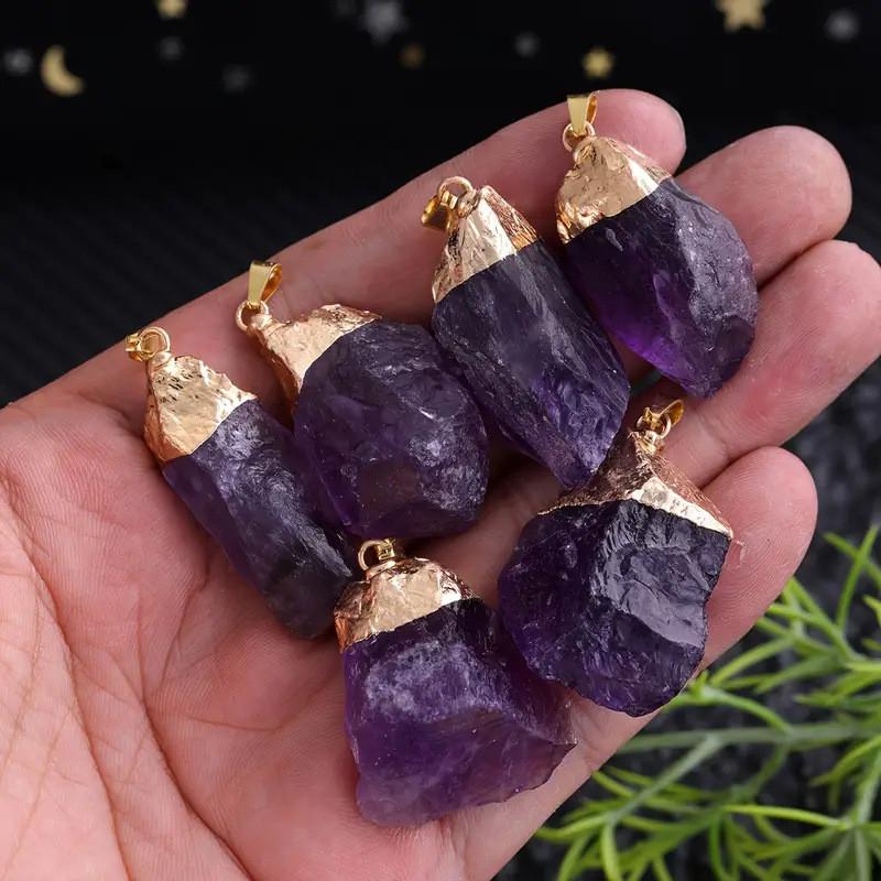 Natural Amethyst Pendant Crystal Raw Stone Necklace For Boho Style Jewelry Collectors