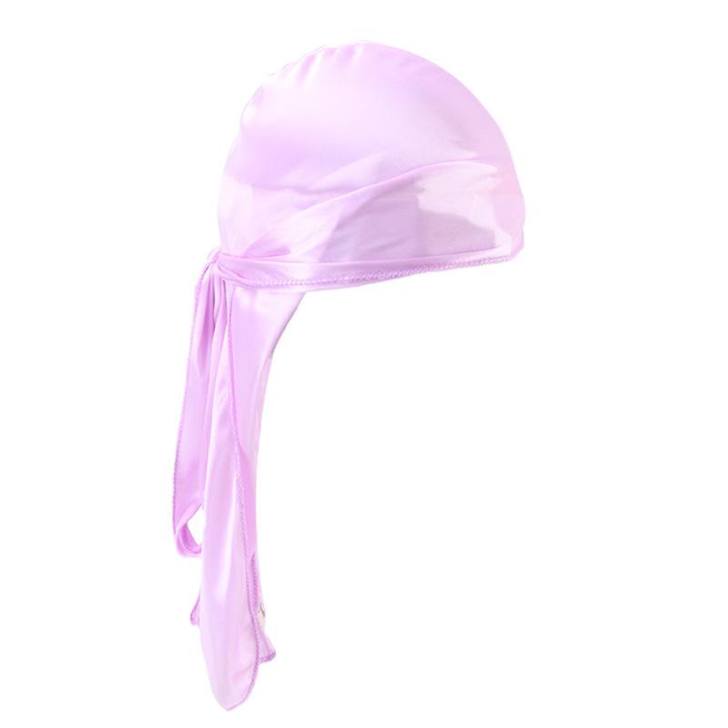 Unisex Adult Satin Long Tail Durag Bandanas Cap Pirate Hat Turban Men Hip Hop Silky Headband Biker Headwrap Women Headwear