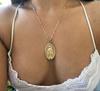 Mother Maria Virgin Mary Pendant Necklace for Women Gold Color Lady Jewelry Cross Trendy Chain Jesus Mom Necklaces