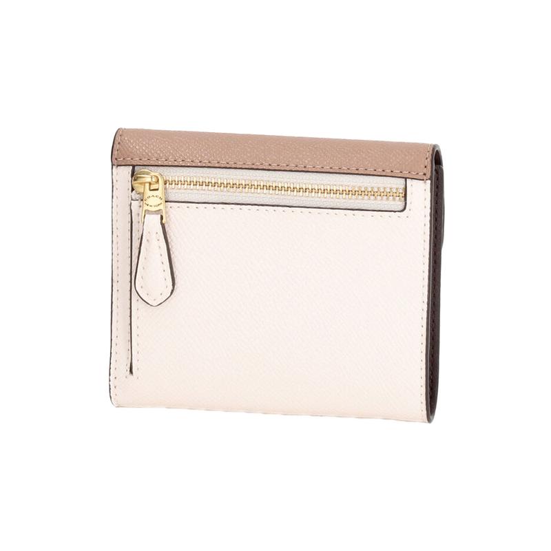 Coach Wyn 11 Zip Closure Leather Wallet Mini Women's Chalk Taupe
