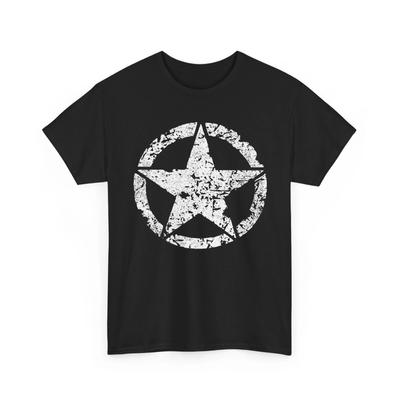 Used Look - Oscar Mike WW2 Militärstern Unisex Schweres Baumwoll-T-Shirt