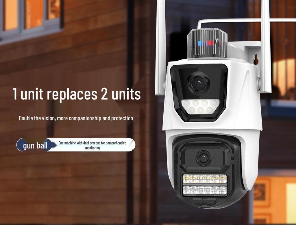 ICSEE Dual-Lens HD Night Vision Camera with Two-Way Audio and Gun-Ball Linkage