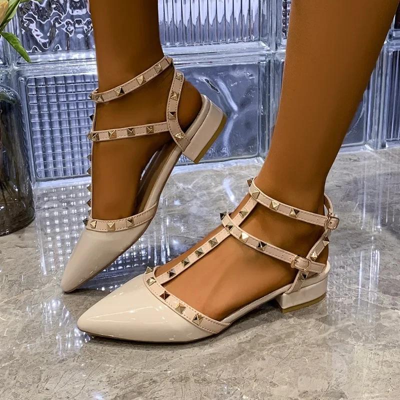 

Fashion Elegant Shoes for Women New Buckle Strap Pointed Toe Women s Sandals Rivet Office and Career Summer Plus Size Closed Toe Sandals 35
