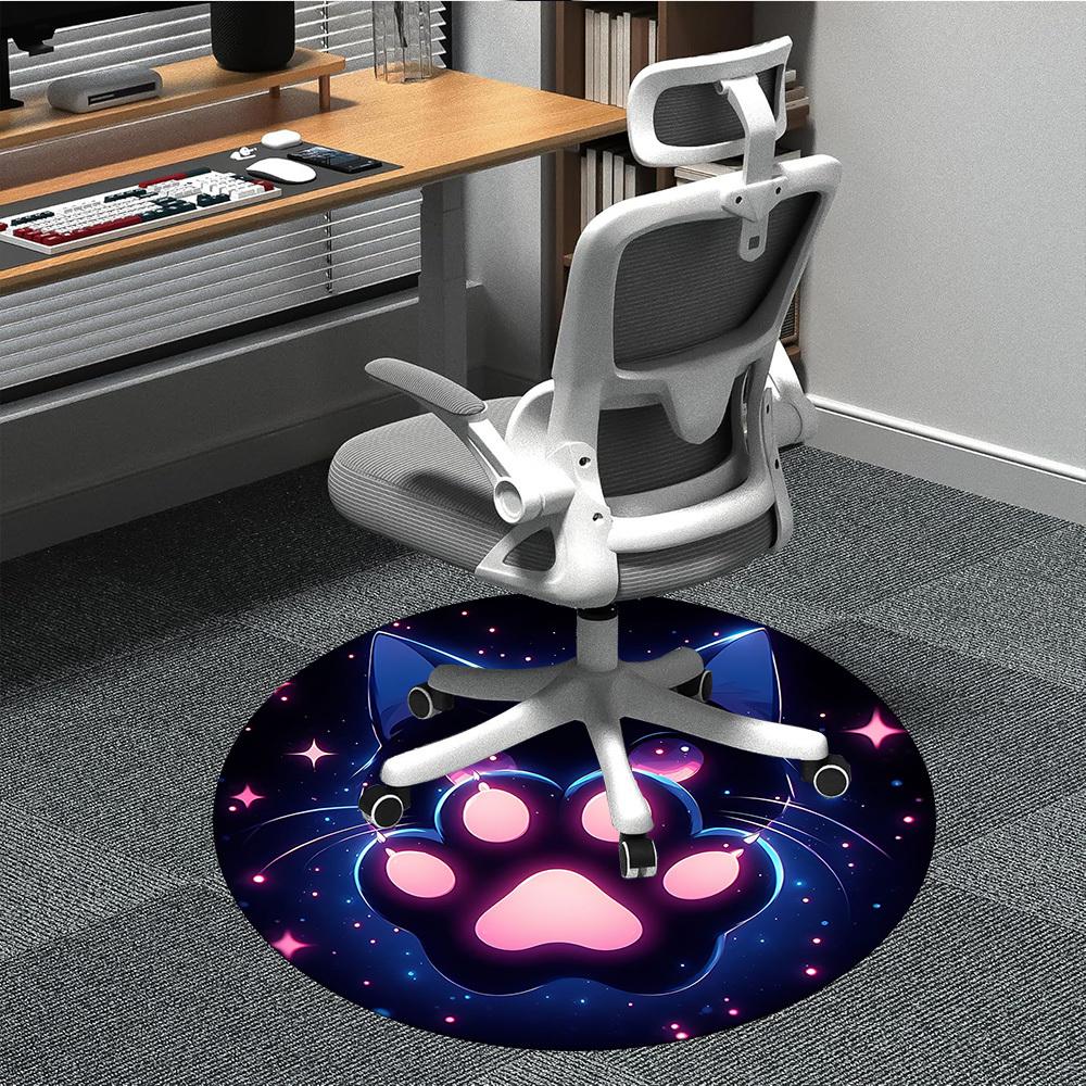 

1PC NeonPaw Cat Office Round Area Rug, Indoor Mat Suitable ForOffice, Under Office Chairs Bedroom Living Room Home Decor, Room Deco, D142 80cm by 80cm