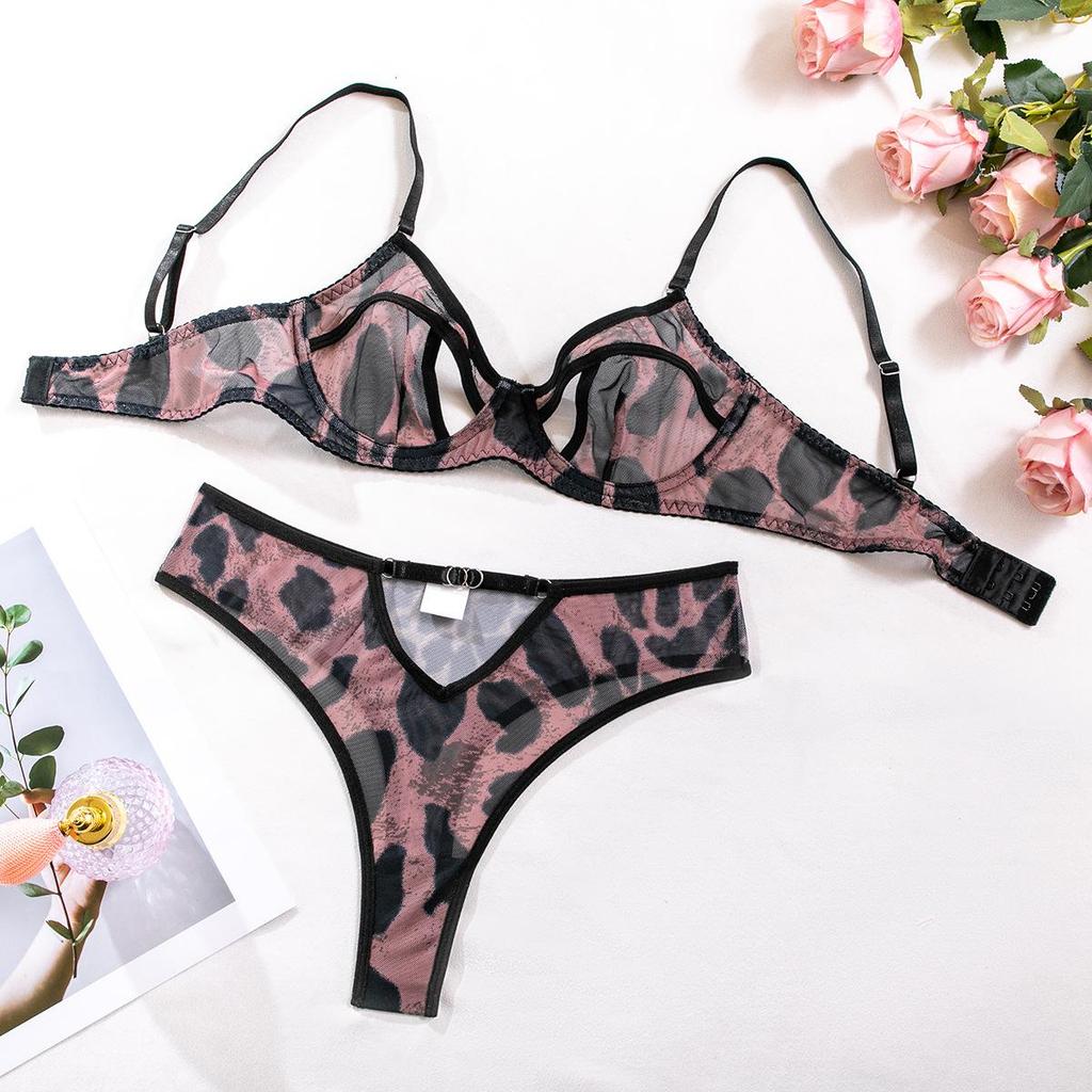 New INS Sexy Ultra-Thin Hollow Underwear Set with Steel Ring Bra