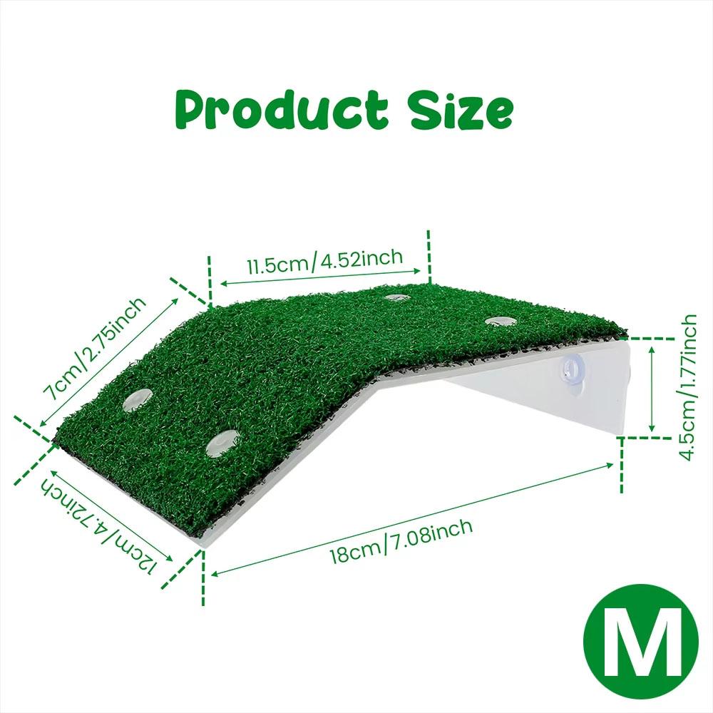 Turtle Ramp Simulation Turf Turtle Basking Platform with Suction Cup Turtle Resting Terrace Aquarium Accessories Habitat Decor