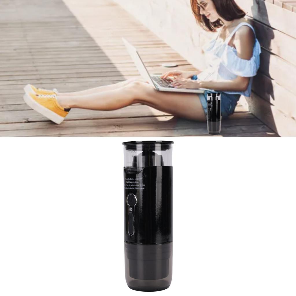 Travel Coffee Maker for Camping Car Coffee Maker Cordless Heating Automatic Coffee Machine Compatible with Ground Coffee Capsule for Hiking Office
