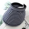 Summer Empty Top Sun Hat Hair Clip Women Fashion Striped Foldable Suncreen Visor Outdoor Traveling Beach UV Protection Cap