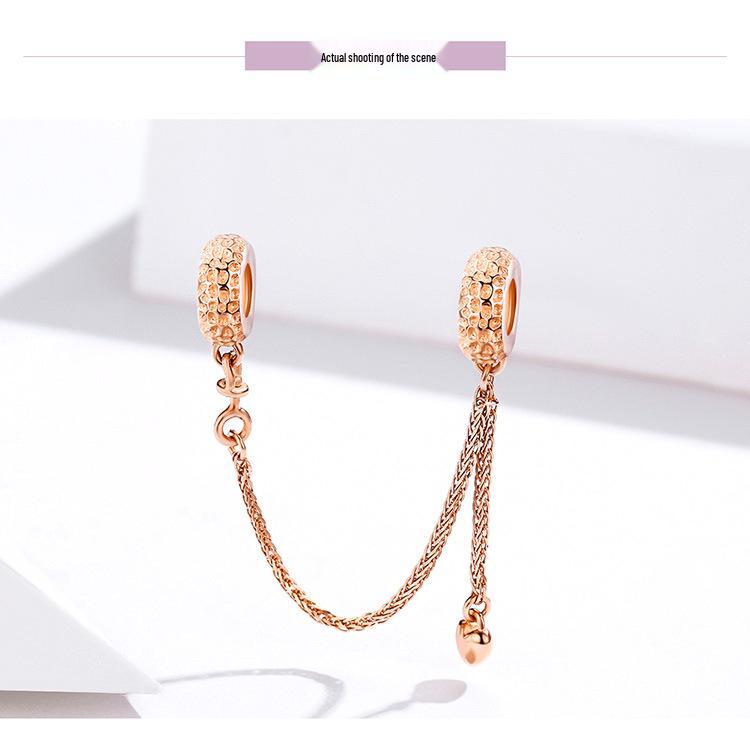 S925 Silver Ziyun Beaded Bracelet with Silicone Accessories and Tire Safety Chain