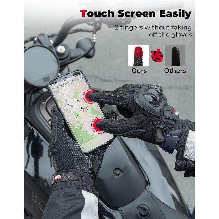 KEMIMOTO Motorcycle Gloves For Men/Women, Touchscreen Dirt Bike Gloves With Shell, Anti-Slip For Motorbike, Riding, Racing, Cycling, Dirt Bike, ATV,