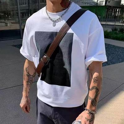 100% Puur Katoen Amerikaans Nieuw Zwaargewicht Streetwear Merk High Street Zomer Bedrukt Ronde Hals Korte Mouw T-shirt Losse Top