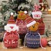 Christmas Knitted Gift Bags Set With Apple Doll Elk Santa Bear Design For Candy Storage Xmas Party Favors New Year Gifts Holiday