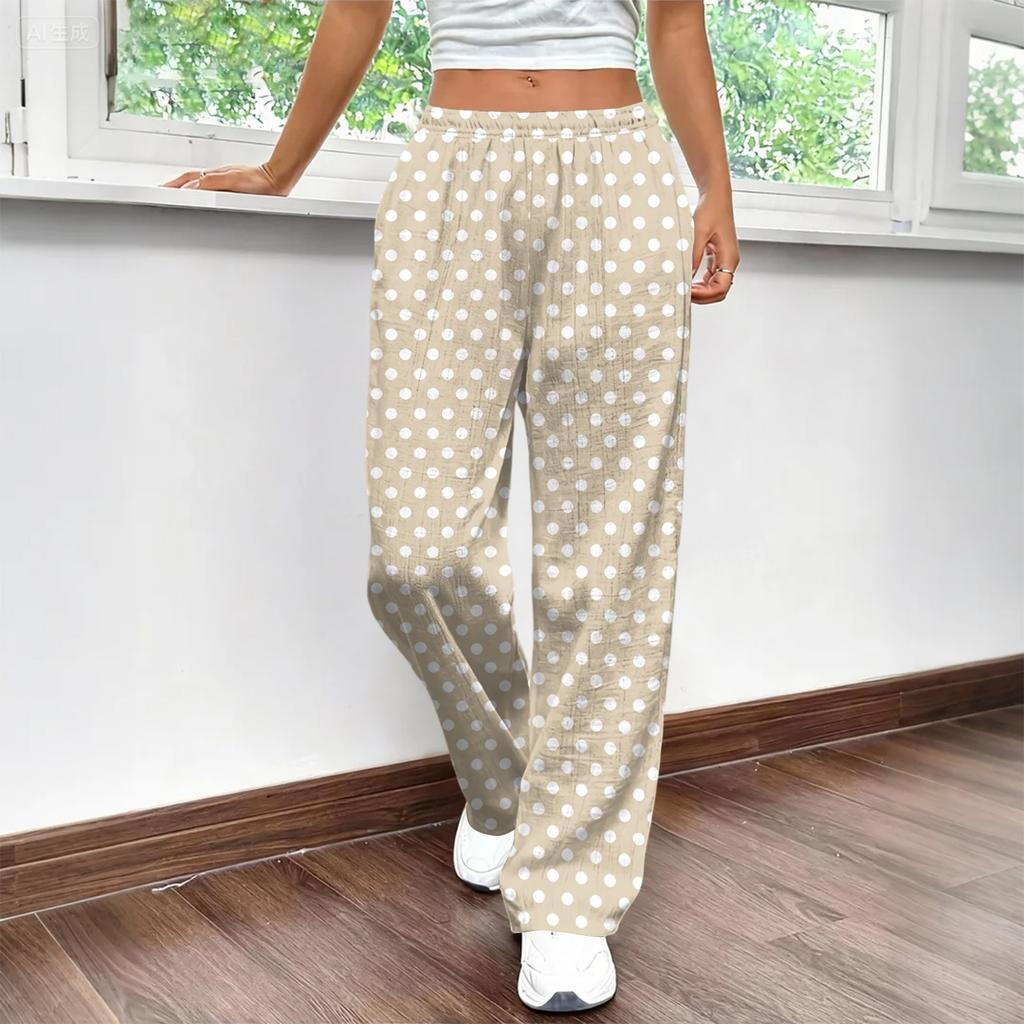 Women's Fashion Printed Elastic Waist Casual Pants with Pockets for Everyday Wear