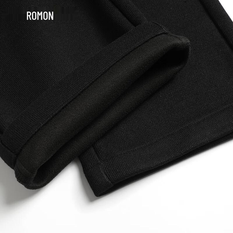 Romon Men's Thickened Wool Blend Business Casual Trousers