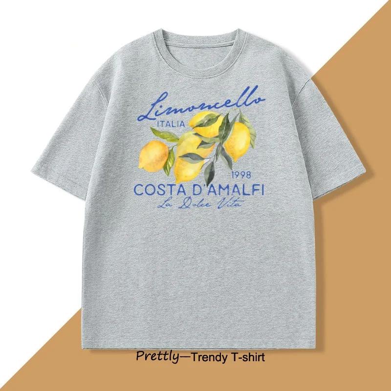 Retro Lemon Italy T-shirt Printed Short Sleeve T Shirt Women Casual Harajuku Streetwear Tee Tops Camiseta Women Summer Tees