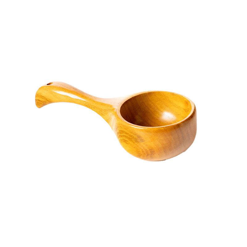 1Pieces Japanese Wooden Kitchen Gadgets Large Soup Ladle Japanese Short Handle Porridge Spoon Soup Ladle Outdoor Tableware