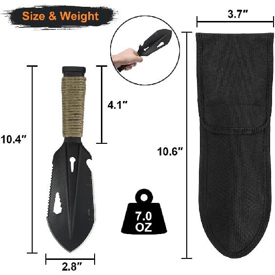 Backpacking Trowel Camping Shovel Hiking Trowel Backpacking Ultralight Shovel Small Potty Multitool for Digging, Metal Detecting, Gardening and