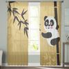 Kreskówkowy Słodki Panda Bambus Retro Przezroczyste Zasłony Do Salonu Sypialni Tiulowe Zasłony Dekoracja Okna Kuchennego Panelowe Zasłony