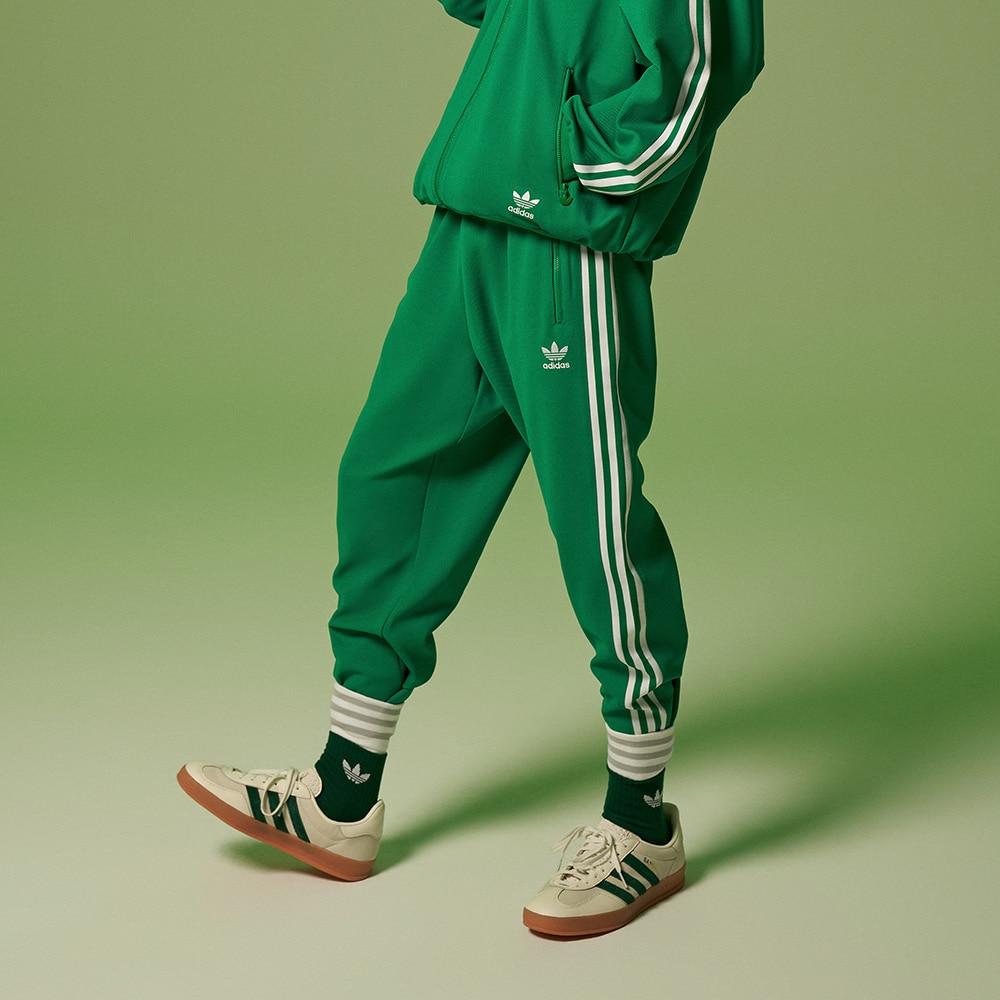 adidas Originals Trefoil Elastic Waist Straight-Leg Track Pants, Unisex Retro Daily Streetwear Breathable Casual Sports Green Bottoms IT4481