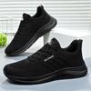 Men's Lightweight Breathable Flyknit Sports Shoes - Pure Black Casual Summer Style for Couples