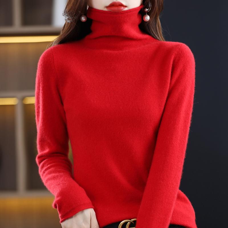 Wollrollkragenpullover Neu Einfarbig High-End Locker Joker Strickpullover Frau