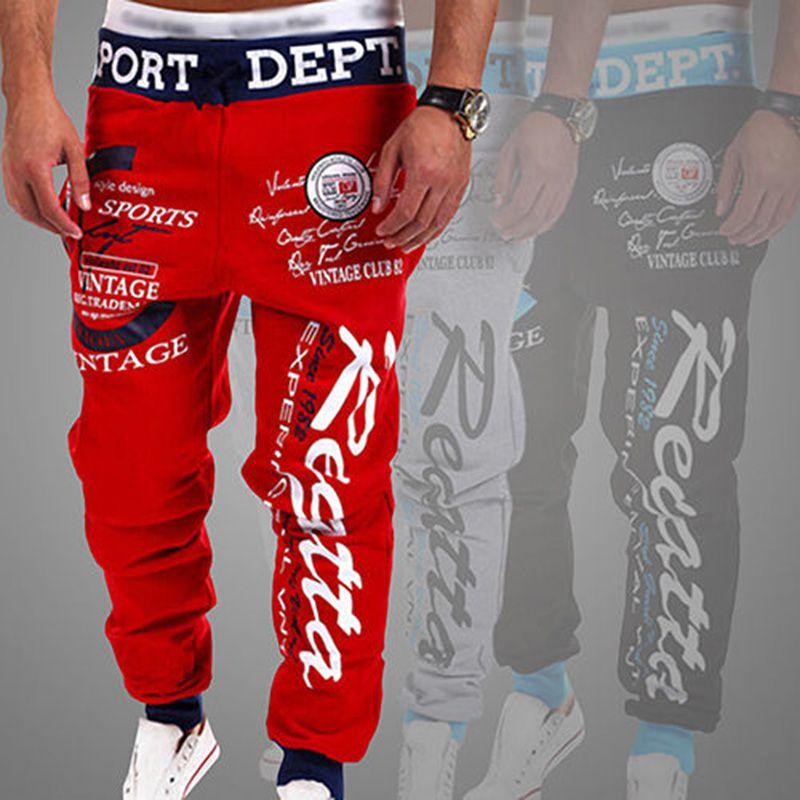 Classic Men's Letter Sport Sweat Pants Jogging Jogger Trousers Tracksuit Bottoms With Stylish Drop Crotch Design