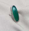 Green Onyx Gemstone Ring: 925 Sterling Silver Oval Cabochon, Handmade