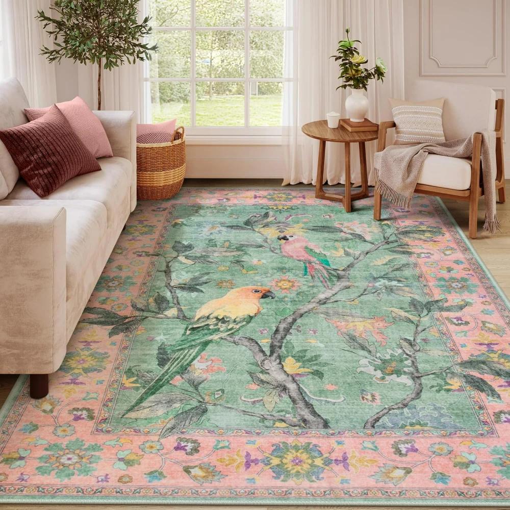 Oriental Painting Art Floral Birds Carpets for Bedroom Living Room Decor Lounge Balcony Mat Coffee Table Kitchen Dining Room Rug