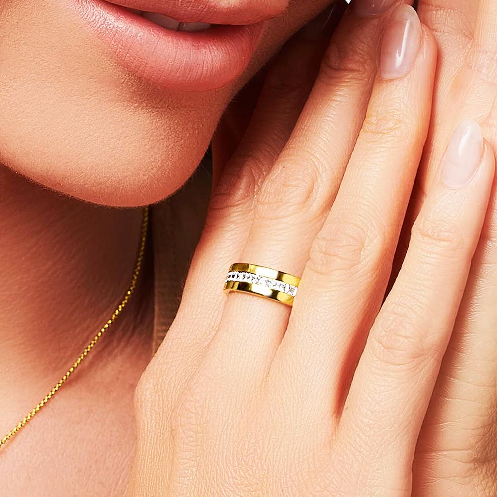 Eleganter Strahlender Zirkon Bandring Europäischer Stil Feiner Schmuck Für Frauen Sommer Neu Reines Kupfer Geschenk