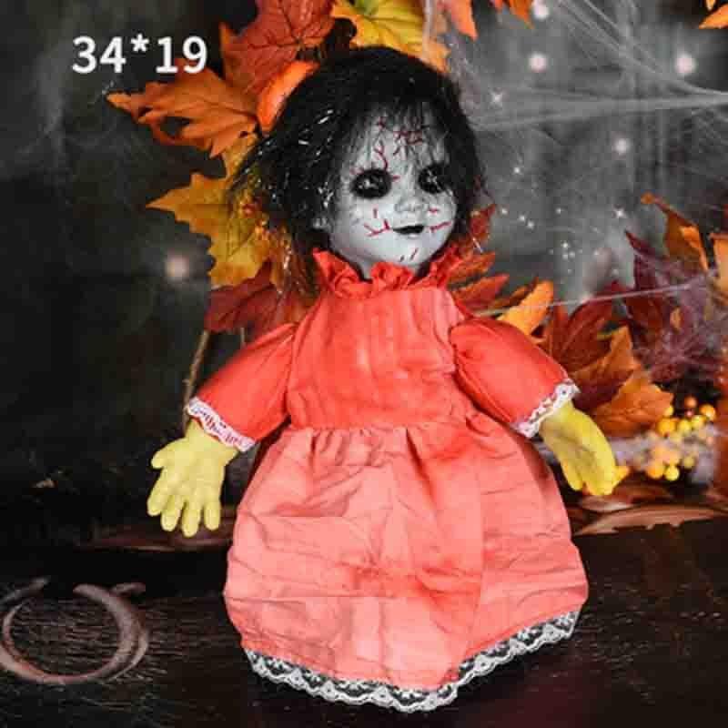 Halloween decoration walking doll, voice-activated luminous bar haunted house scene arrangement ghost doll