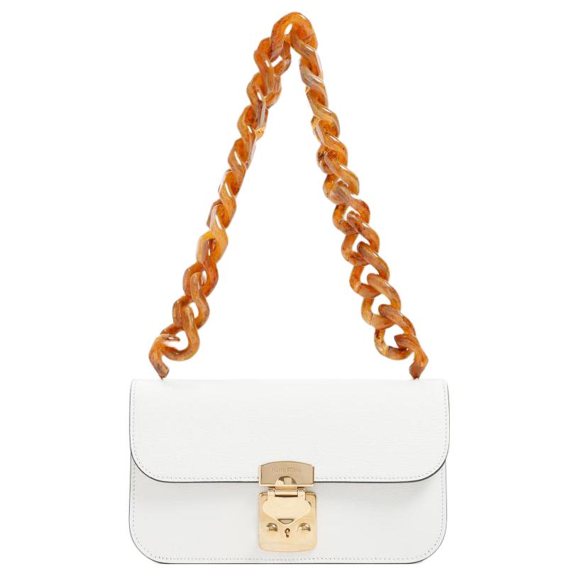 

Miu Miu Embossed Logo Push Lock Leather Shoulder Bag Women shoulder bag White 5BD229-VPOO-2AJBF-0-ZZC Basic Set (Bag+Dust Bag)