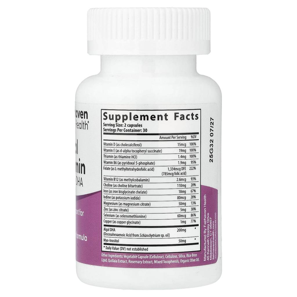 Fairhaven Health, Prenatal Essential Multivitamin with DHA, Lemon Essence, 60 Capsules