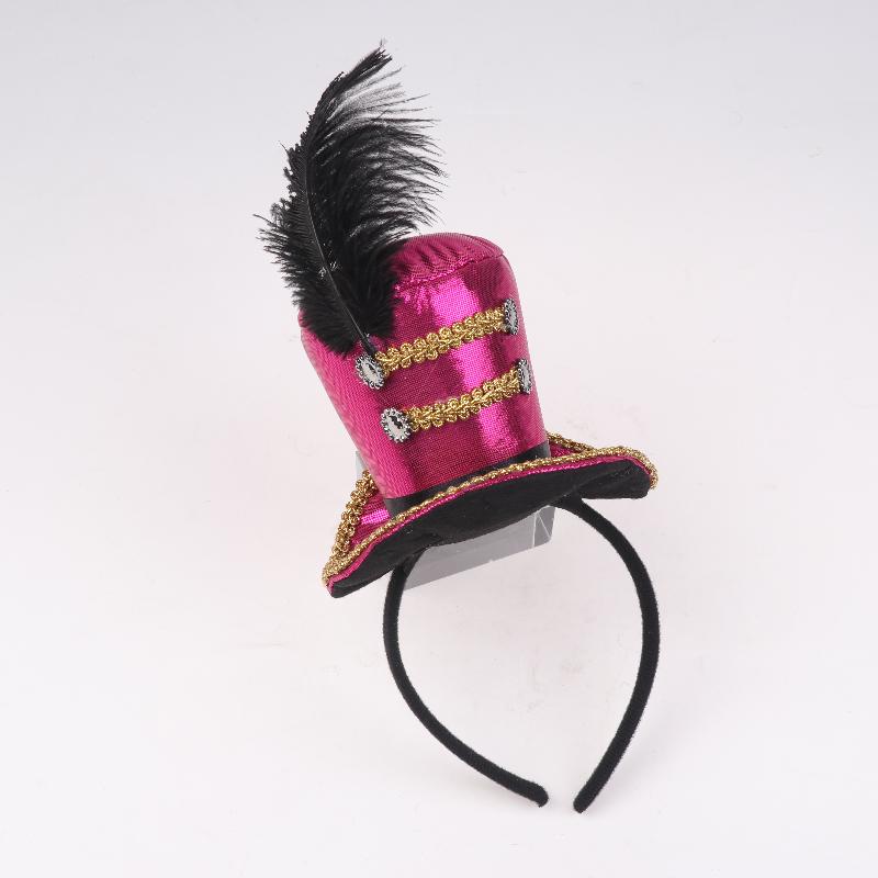 Mini Zylinder Federkappe Stirnband Zirkusdirektor Haarreif Cosplay Kostüm Haarreifen Kinder Erwachsene Haaraccessoires