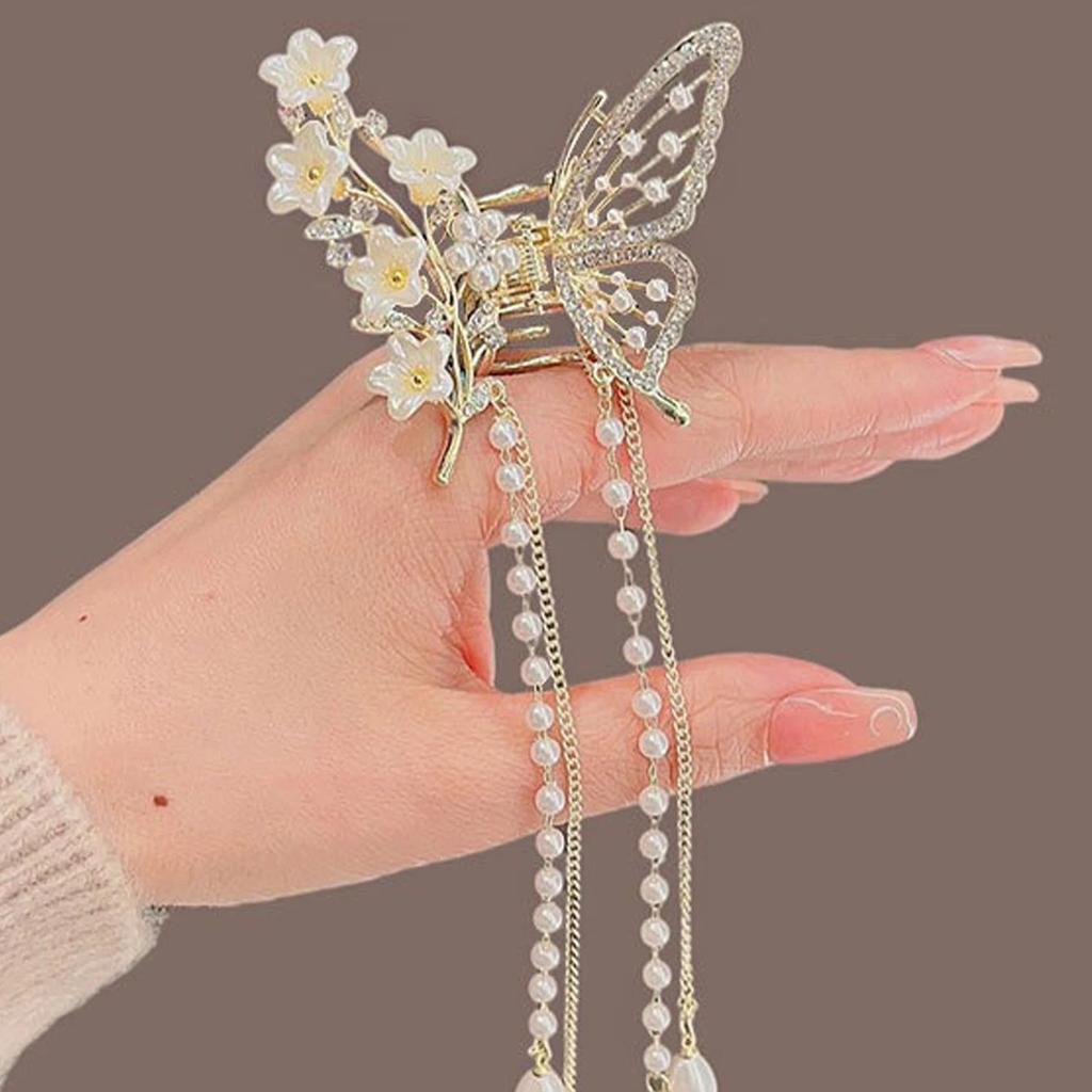 1 Stück Mode Haar Diamant-Set Perle Schmetterling Quasten Haarspangen Für Frauen Haarschmuck
