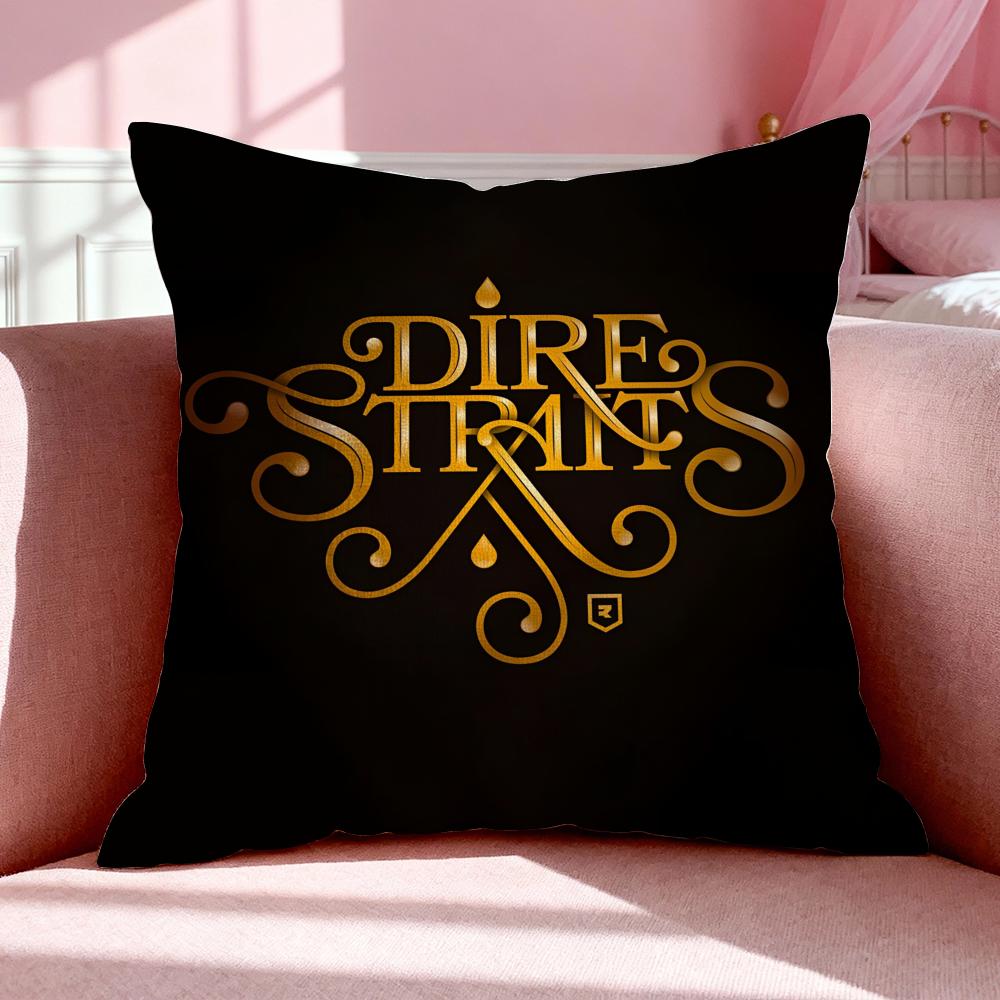 Band D-Dire Straits Kussensloop Ademende Linnen Kussensloop Zomer Geurloos Eco-Vriendelijk Onzichtbare Rits Wasbaar 50x50cm