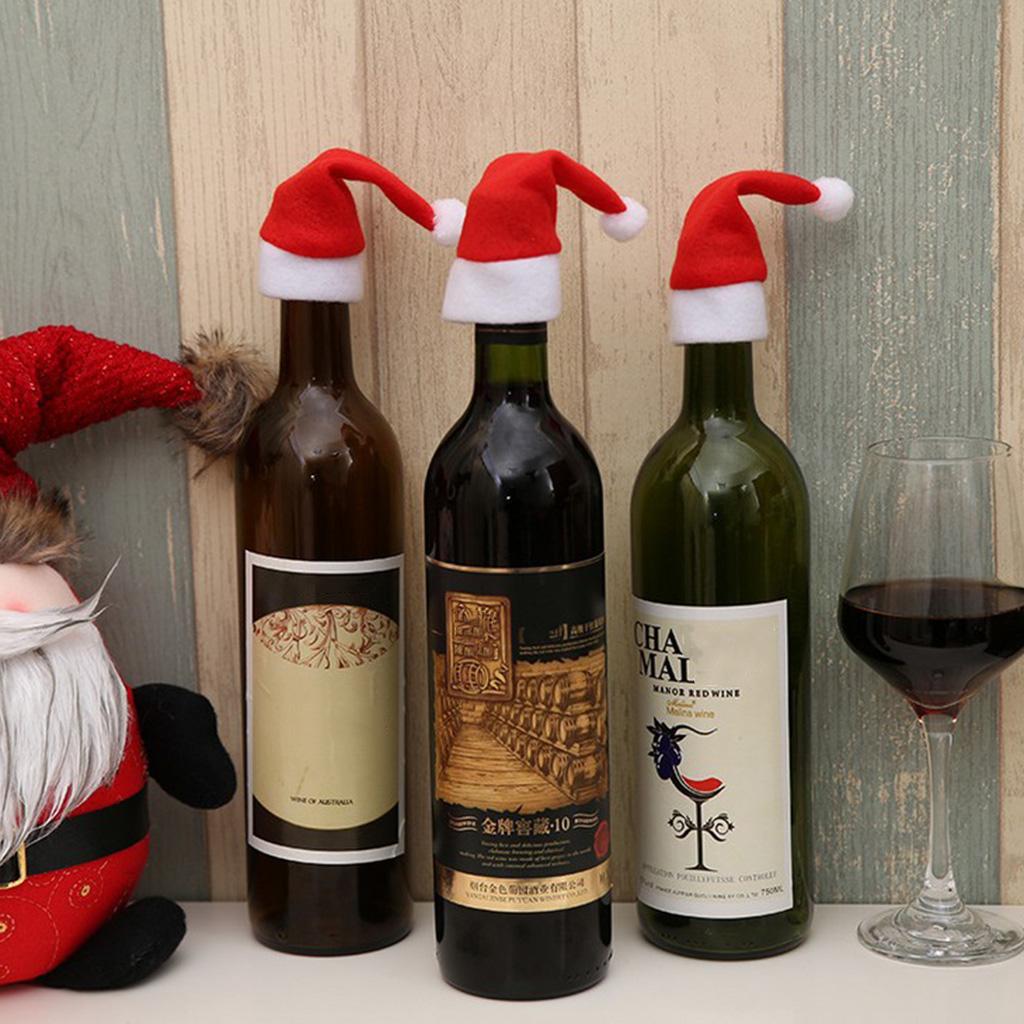 10Pack Christmas Tableware Decorations Wine Bottle Caps Knife and Fork Cloth Bag