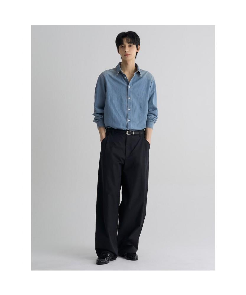 8SECONDS Cotton Pintuck Curved Chino Pants Black