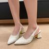 Elegant Open Heel Sandals for Women Square Heel Pointed Tip Solid Color Luxury Sandals Women Designers Leisure Workplace Heels