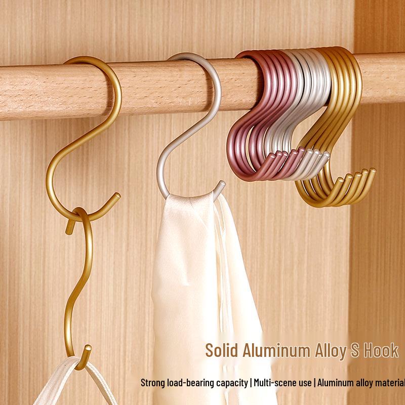 S-Shaped Aluminum Alloy Hook for Clothing, Kitchen, and Wardrobe - Modern Minimalist Design.